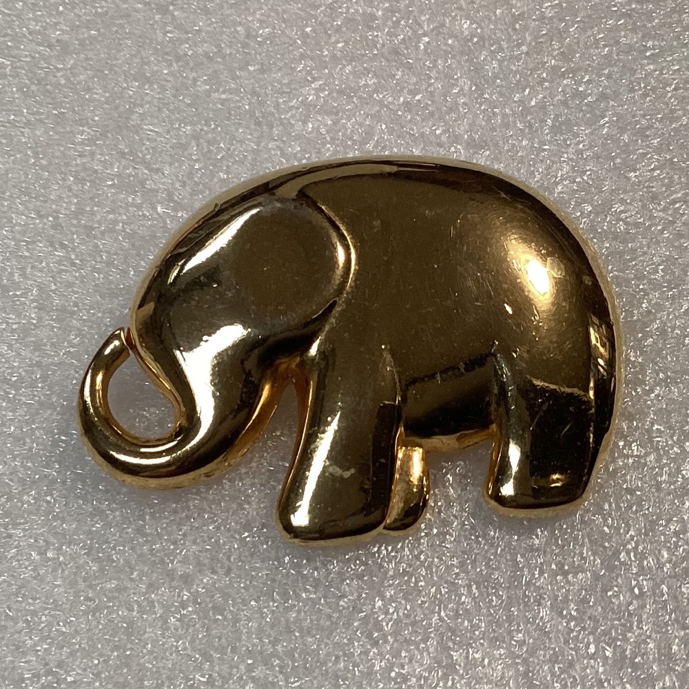Vintage Liz Claiborne Gold-tone Metal Elephant Brooch Pin